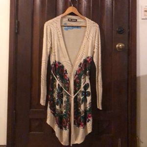 Desigual Cream Long Cardigan